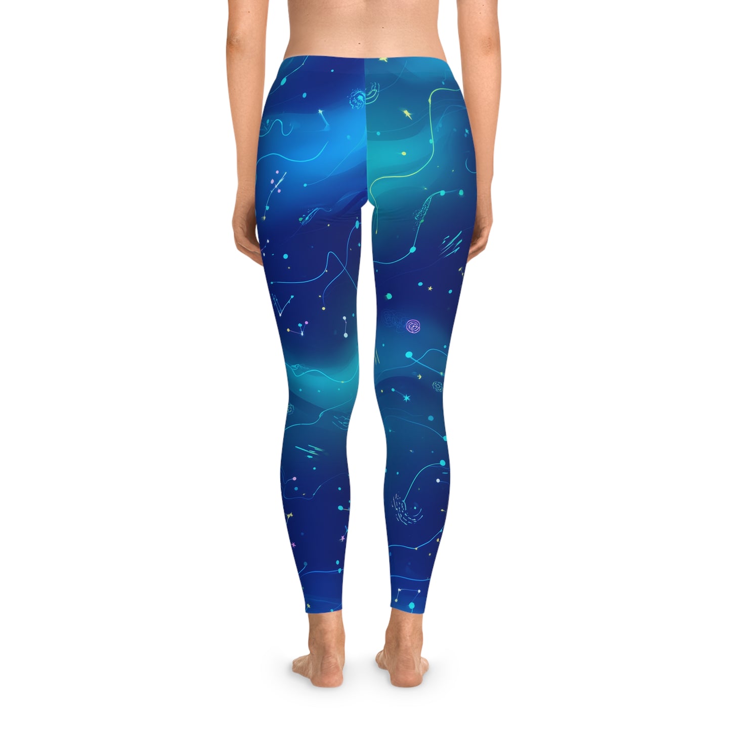 Galactic Stretchy Leggings, Cosmic Activewear, Yoga Pants, Starry Leggings, Fitness Apparel, Gift for Space Lovers