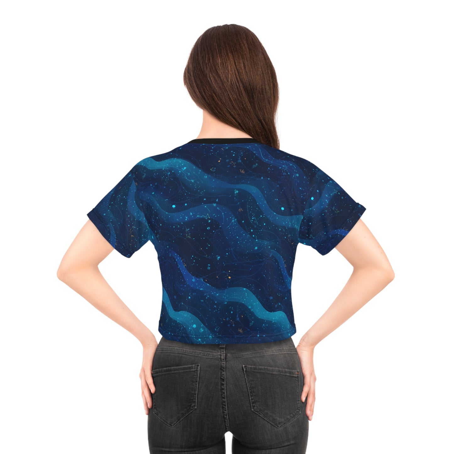 Cosmic Waves Crop Tee | Dreamy Casual Top, Galaxy Print Tee, Everyday Wear, Summer Vibes, Festival Fashion