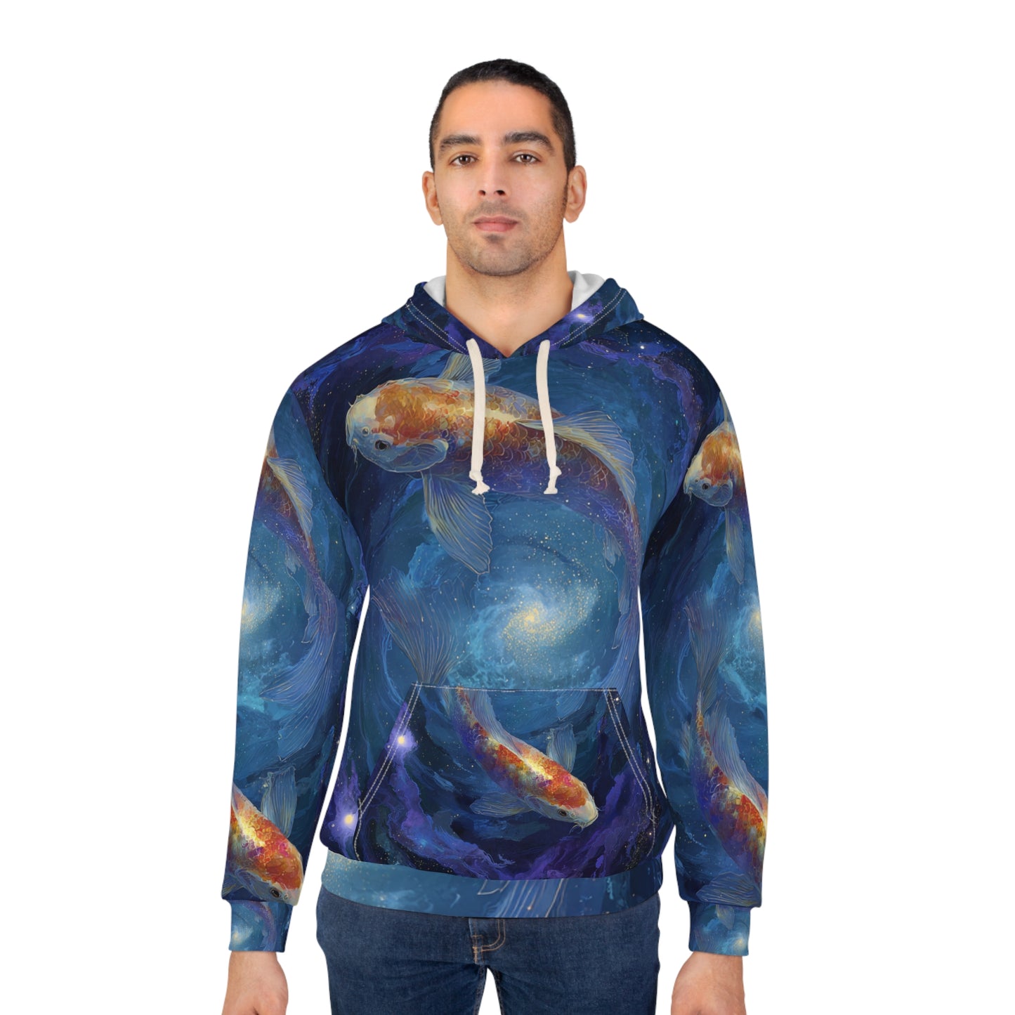 Cosmic Koi Fish Hoodie - Galaxy Art Pullover, Unisex Sweatshirt, Gift for Fish Lovers, Space Age Apparel, Zen Fashion
