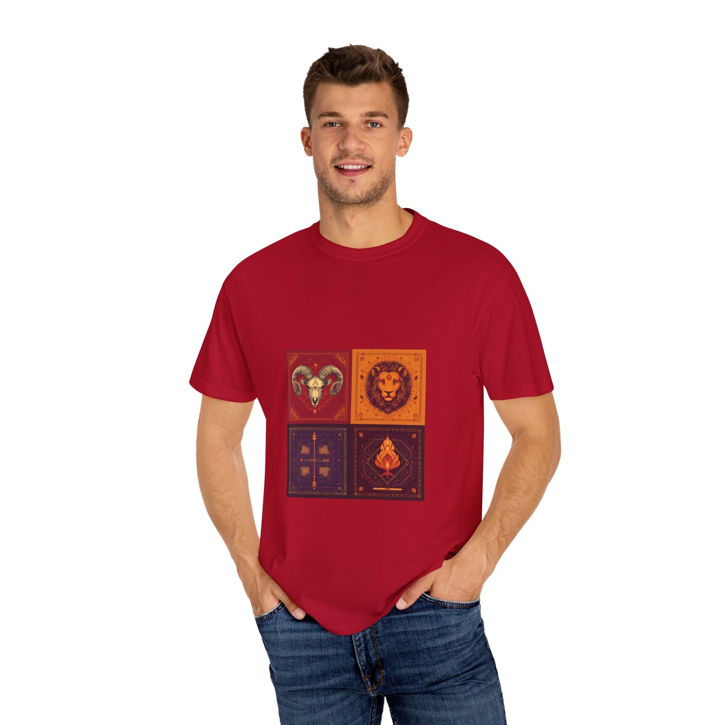 Garment-Dyed Graphic T-Shirt - Bohemian Vibe, Perfect for Festivals, Unique Gift for Creatives, Casual Wear, Astrology Lovers