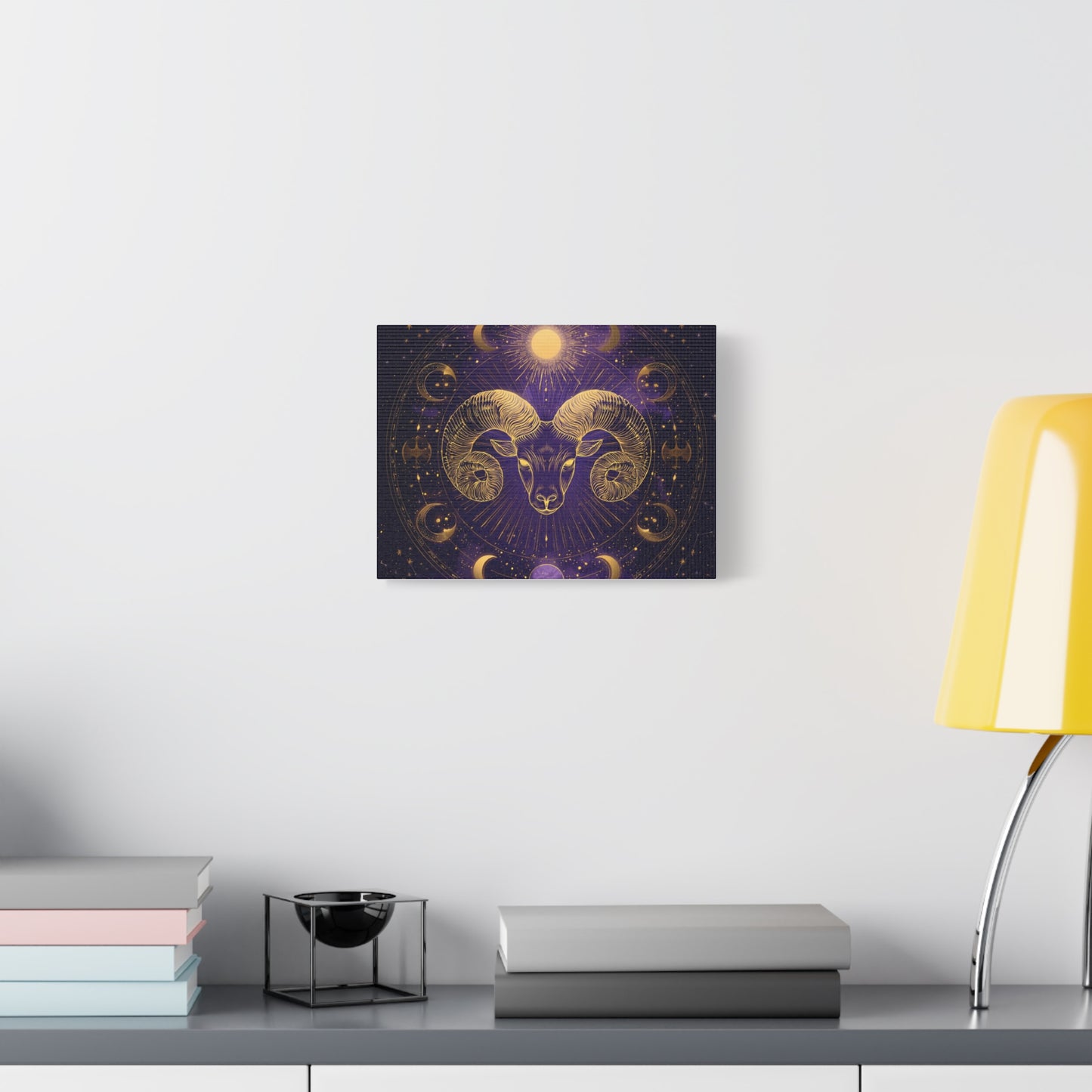 Astrological Aries Canvas Print, Cosmic Art Wall Decor, Zodiac Gift, Boho Home Decoration, Astrology Wall Art