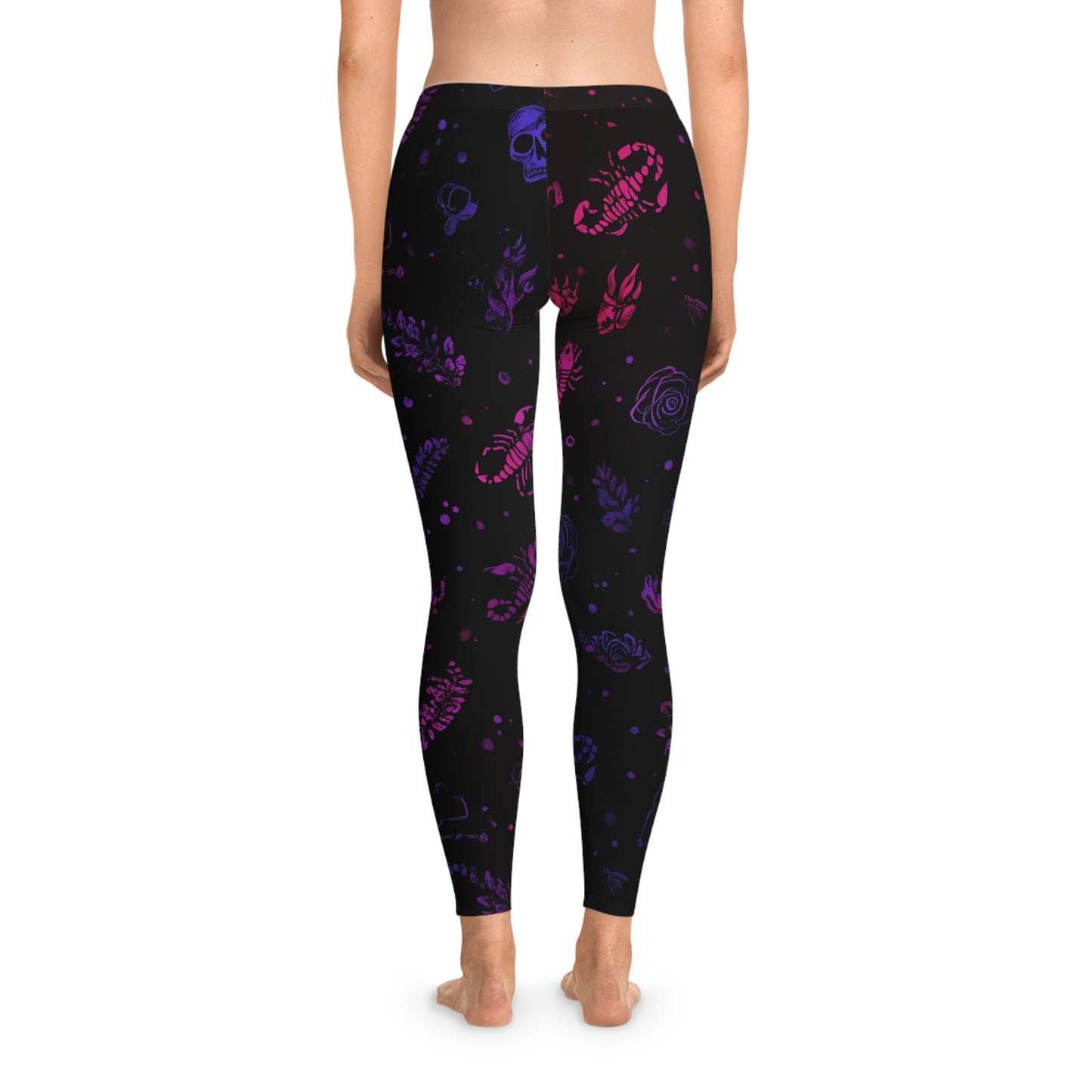 Gothic Floral Stretchy Leggings, Trendy Workout Pants, AOP Leggings for Yoga & Casual Wear, Gift for Her