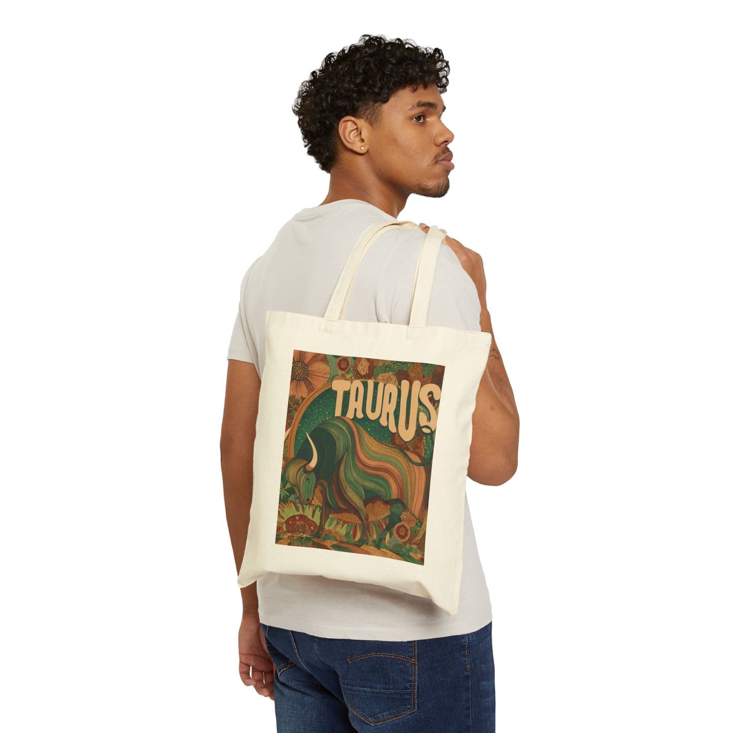 Taurus Zodiac Tote Bag with Colorful Design, Astrological Gift, Canvas Shopping Bag, Astrology Lover's Tote, Eco-Friendly Bag