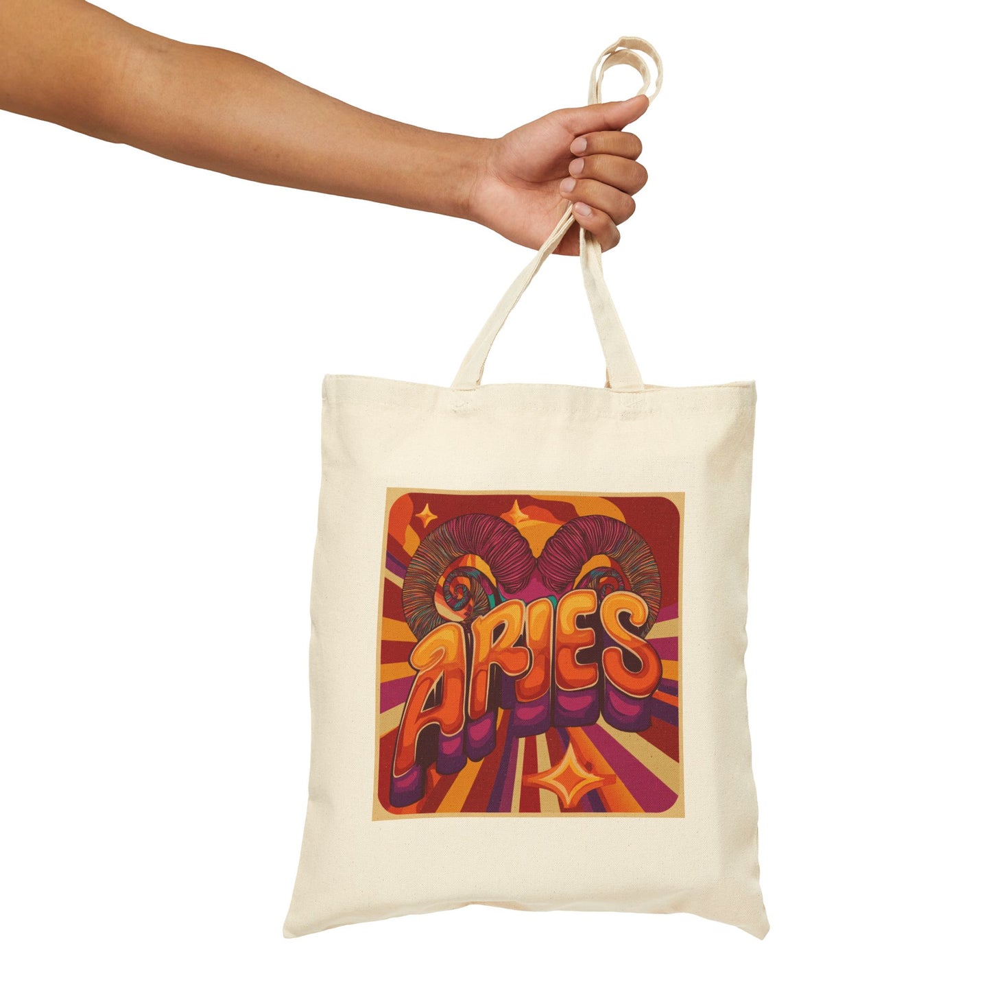 Aries Zodiac Cotton Canvas Tote Bag | Reusable Shopping Bag, Astrology Gift, Eco-Friendly Tote, Horoscope Lover's Bag, Birthday Gift