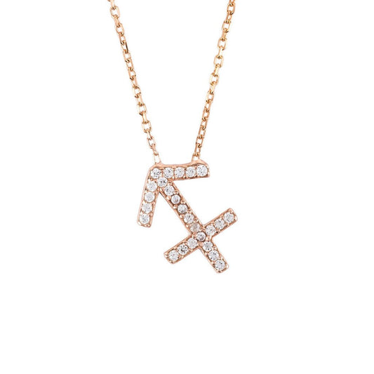 Zodiac Star Sign Pendant Necklace Rose Gold Sagittarius