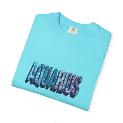 Aquarius Unisex Garment-Dyed T-Shirt, Astrology Tee, Zodiac Shirt, Gift for Aquarius, Casual Wear, Horoscope Fashion