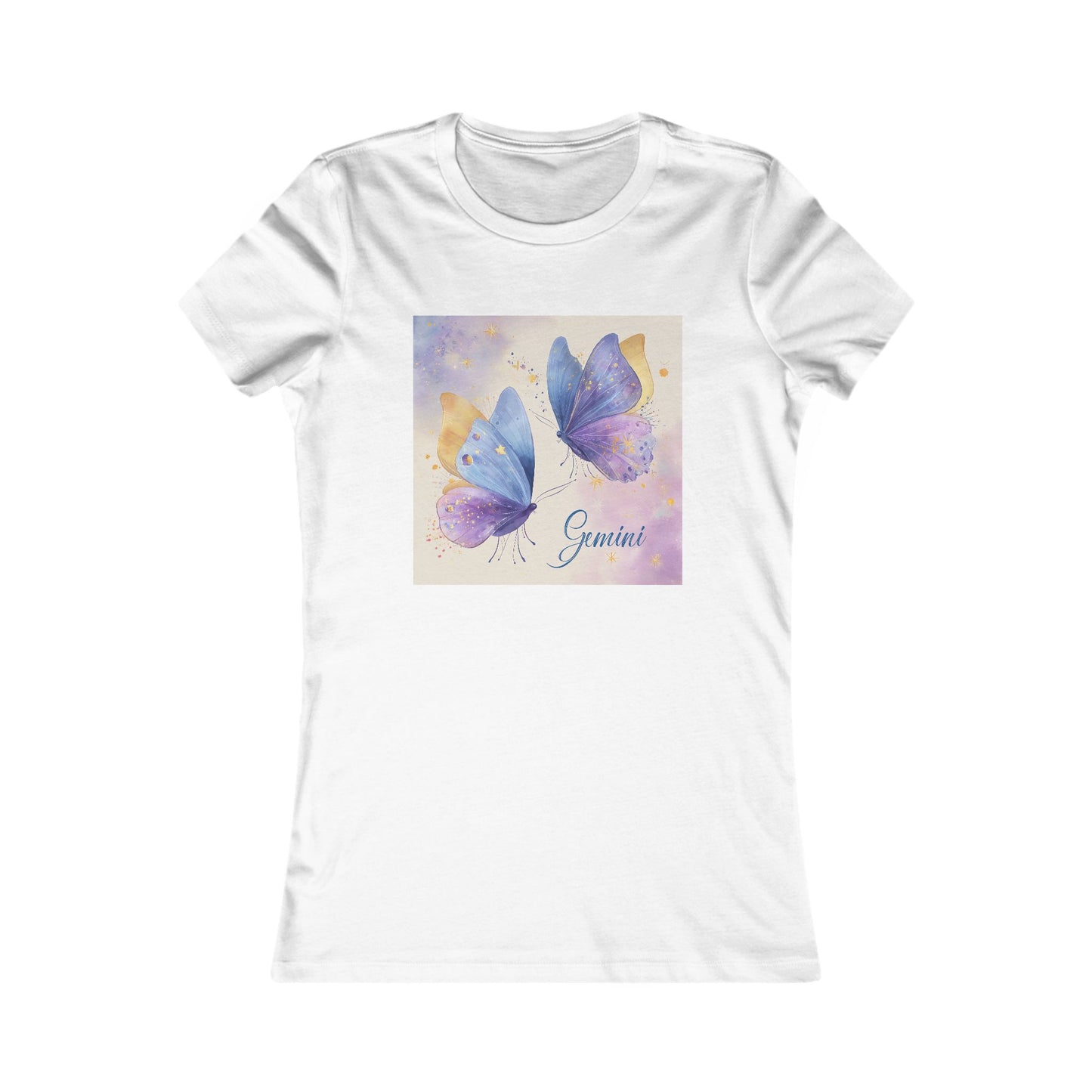 Gemini Butterfly Women's Tee, Astrology T-Shirt, Celestial Gift, Zodiac Apparel, Butterfly Print Shirt, Unique Birthday Wear