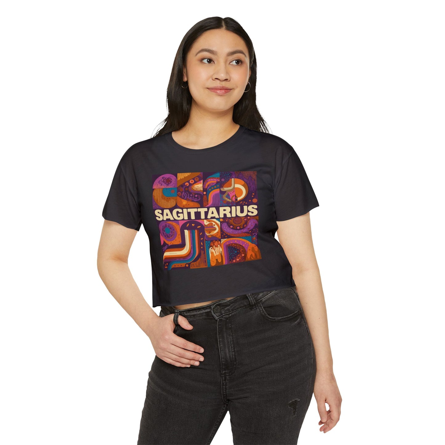 Sagittarius Festival Crop Top - Boho Chic Tee, Astrology Gift, Music Festival Outfit, Zodiac Apparel, Summer Wardrobe Essential