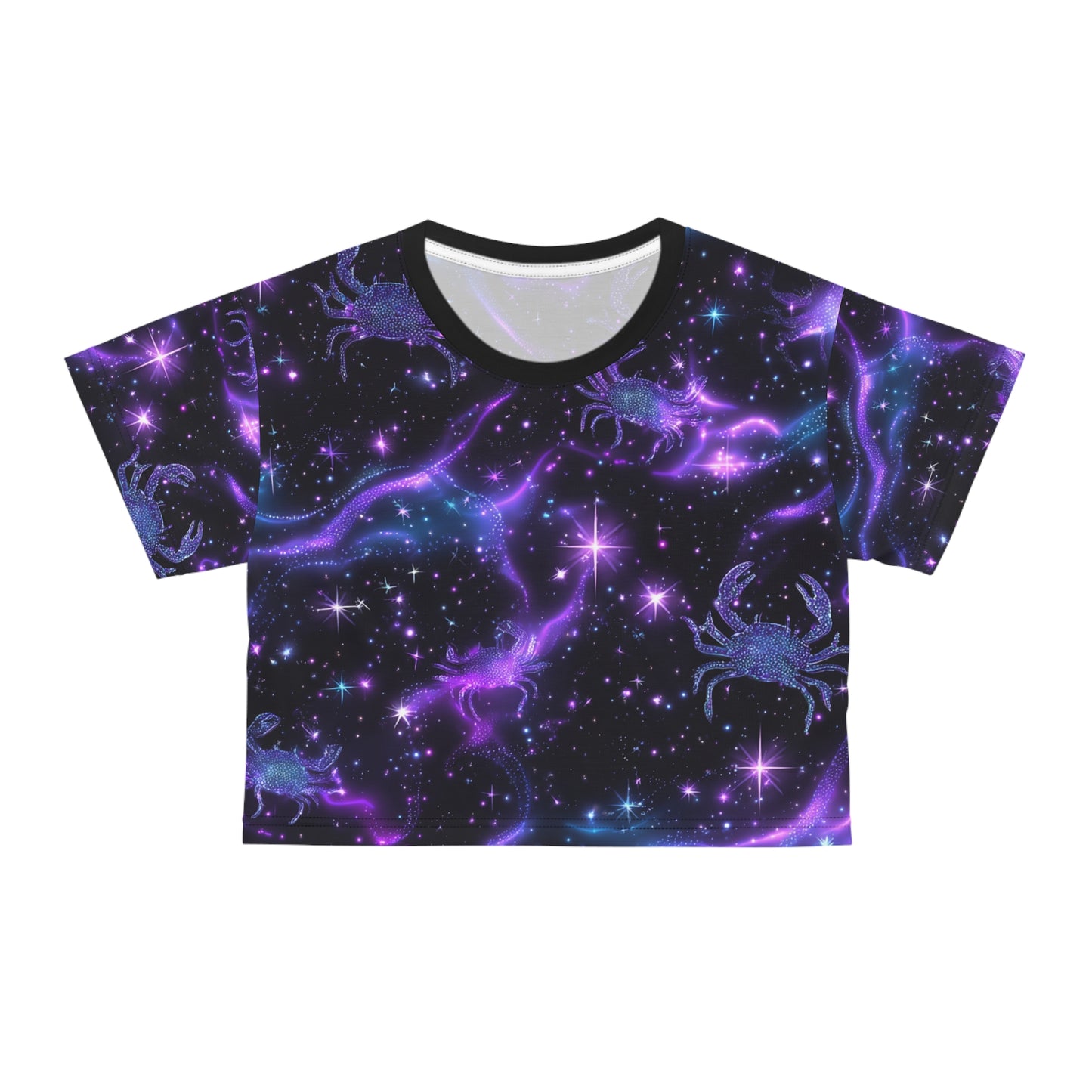 Cosmic Crab Crop Tee, Galaxy-Inspired Crop Top, Astrology Fashion, Trendy T-Shirt for Summer, Horoscope Gift, Casual Wear