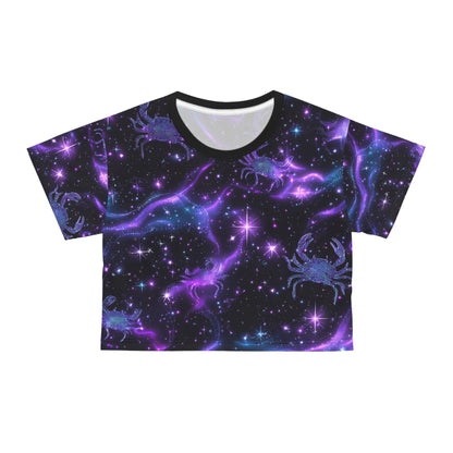 Cosmic Crab Crop Tee, Galaxy-Inspired Crop Top, Astrology Fashion, Trendy T-Shirt for Summer, Horoscope Gift, Casual Wear