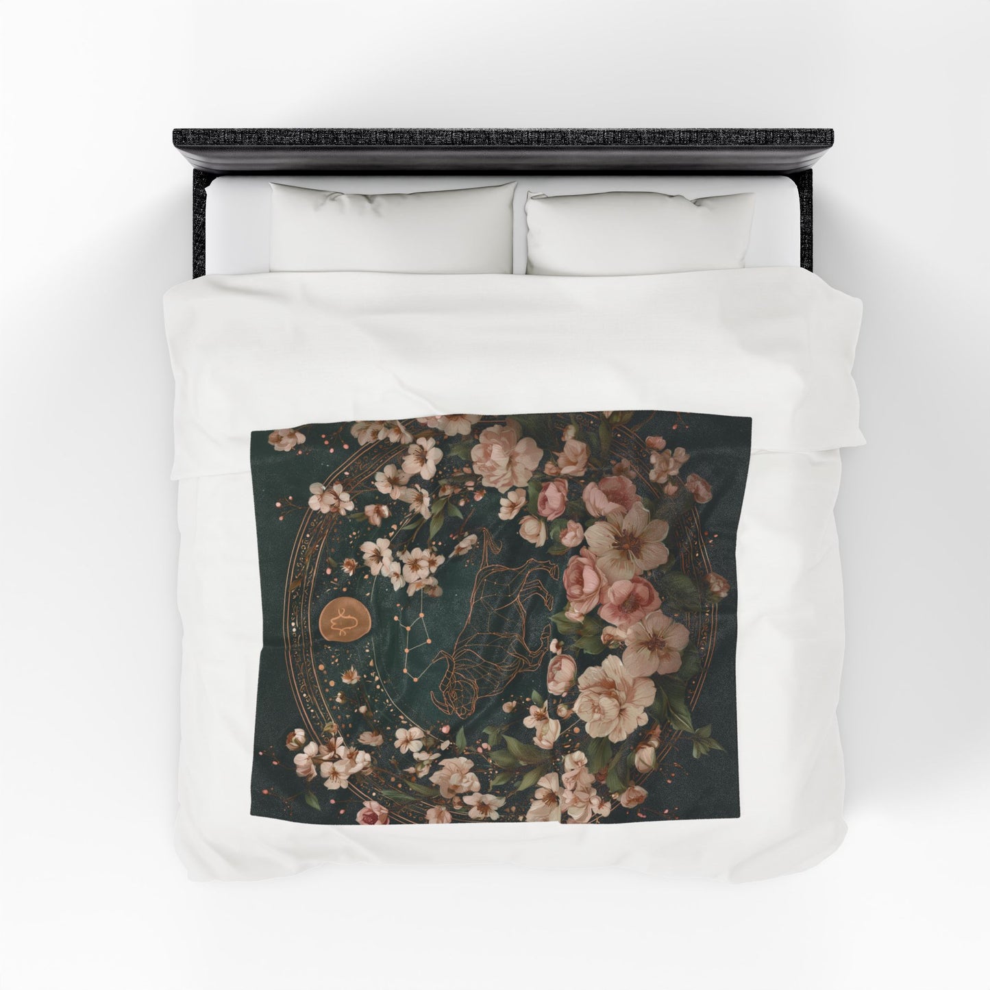 Floral Zodiac Blanket - Cozy Velveteen Plush Throw for Astrology Lovers, Gifts for Birthdays, Home Decor, Birthday Gift, Zodiac Decor