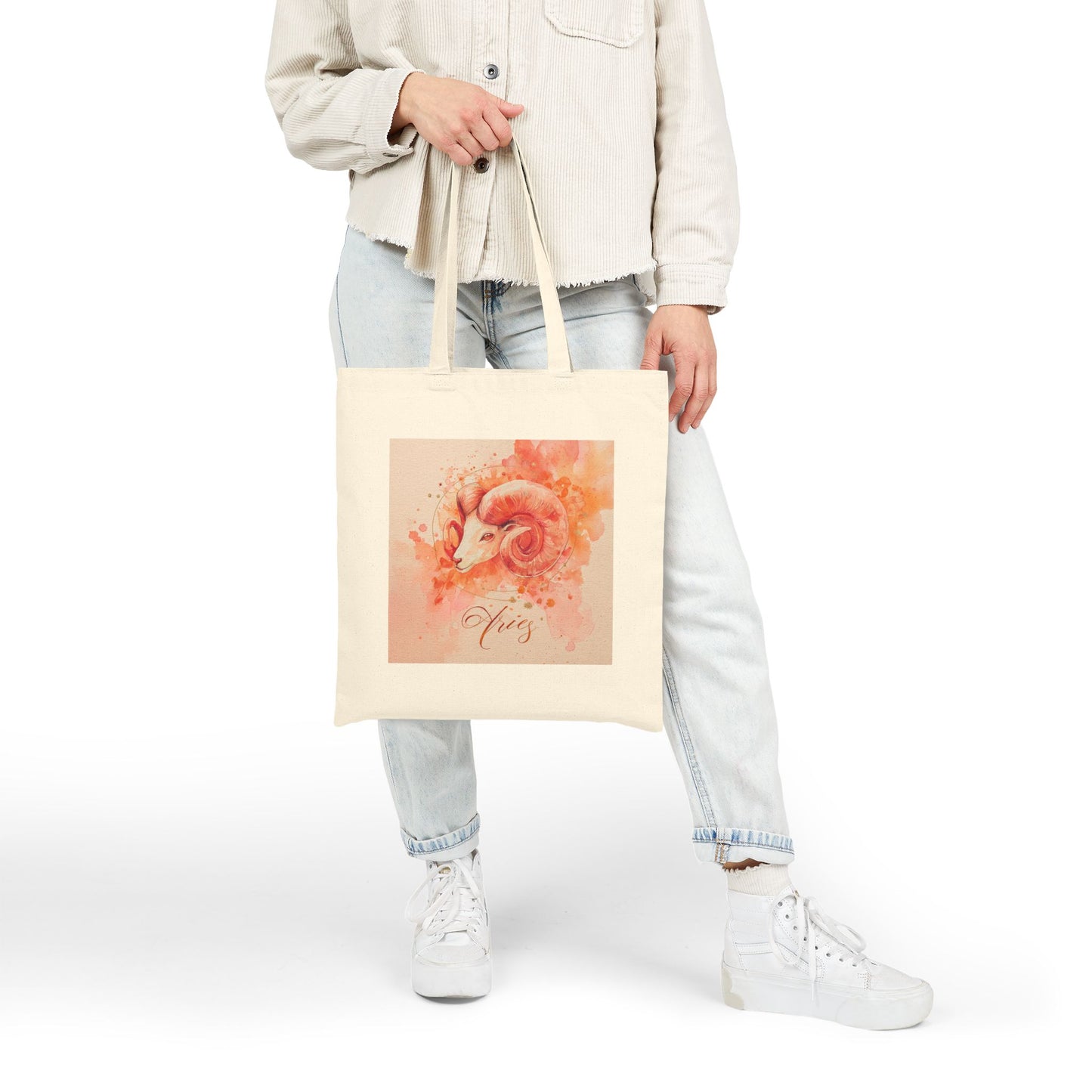 Aries Zodiac Tote Bag, Astrology Gift, Eco-Friendly Canvas Bag, Star Sign Shopping Tote, Personalized Birthday Gift