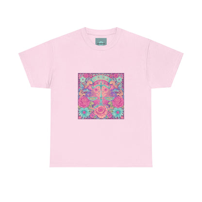 Floral Psychedelic Unisex Heavy Cotton Tee, Boho Shirt, Gift for Him/Her, Summer Apparel, Festival Wear, Unique Graphic Tee