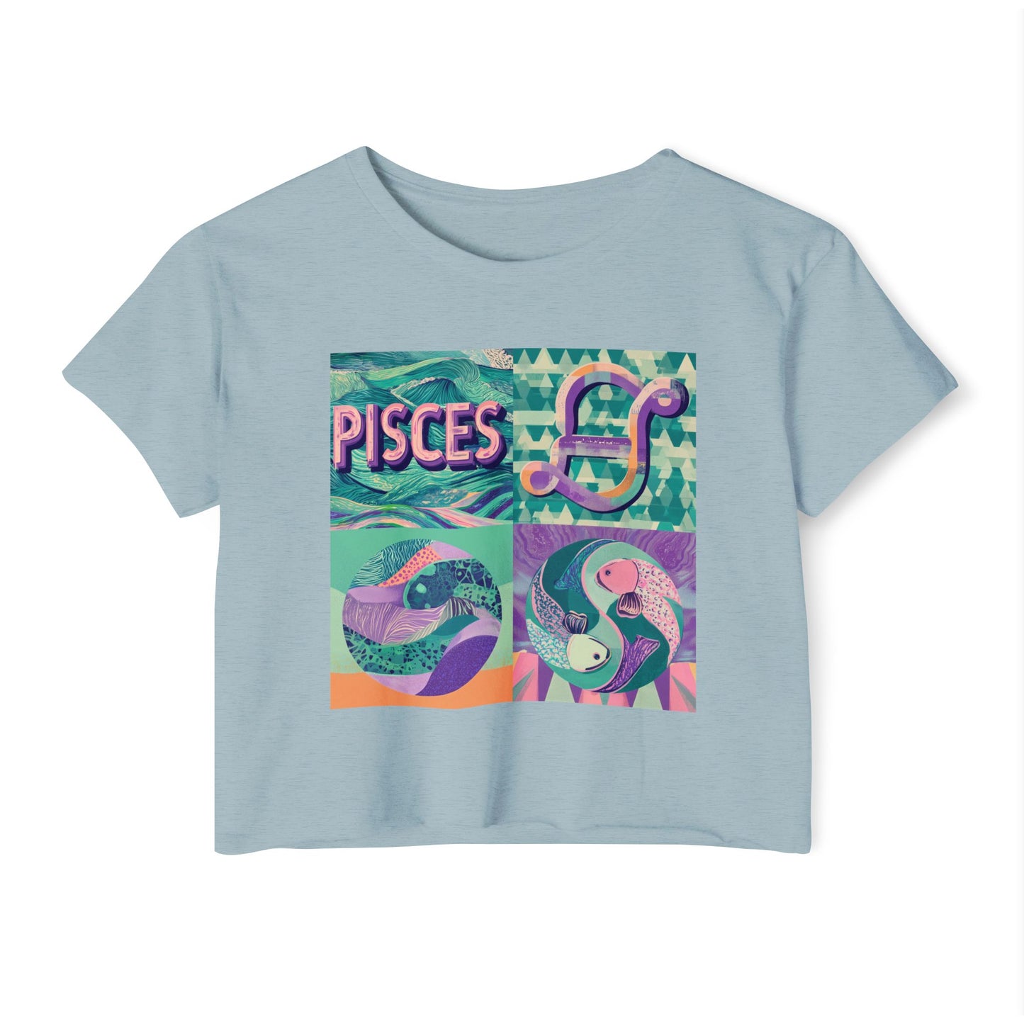 Pisces Women's Festival Crop Top, Astrology Tee, Zodiac Shirt, Boho Style Top, Summer Festival Wear, Gift for Astrology Lovers