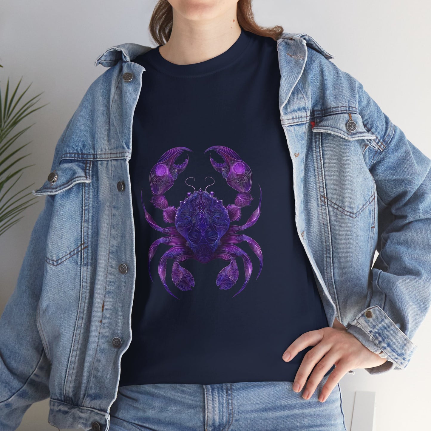 Cosmic Crab Unisex Heavy Cotton Tee - Perfect for Astrology Lovers, Comfortable Casual Wear, Gift for Birthdays and Holidays