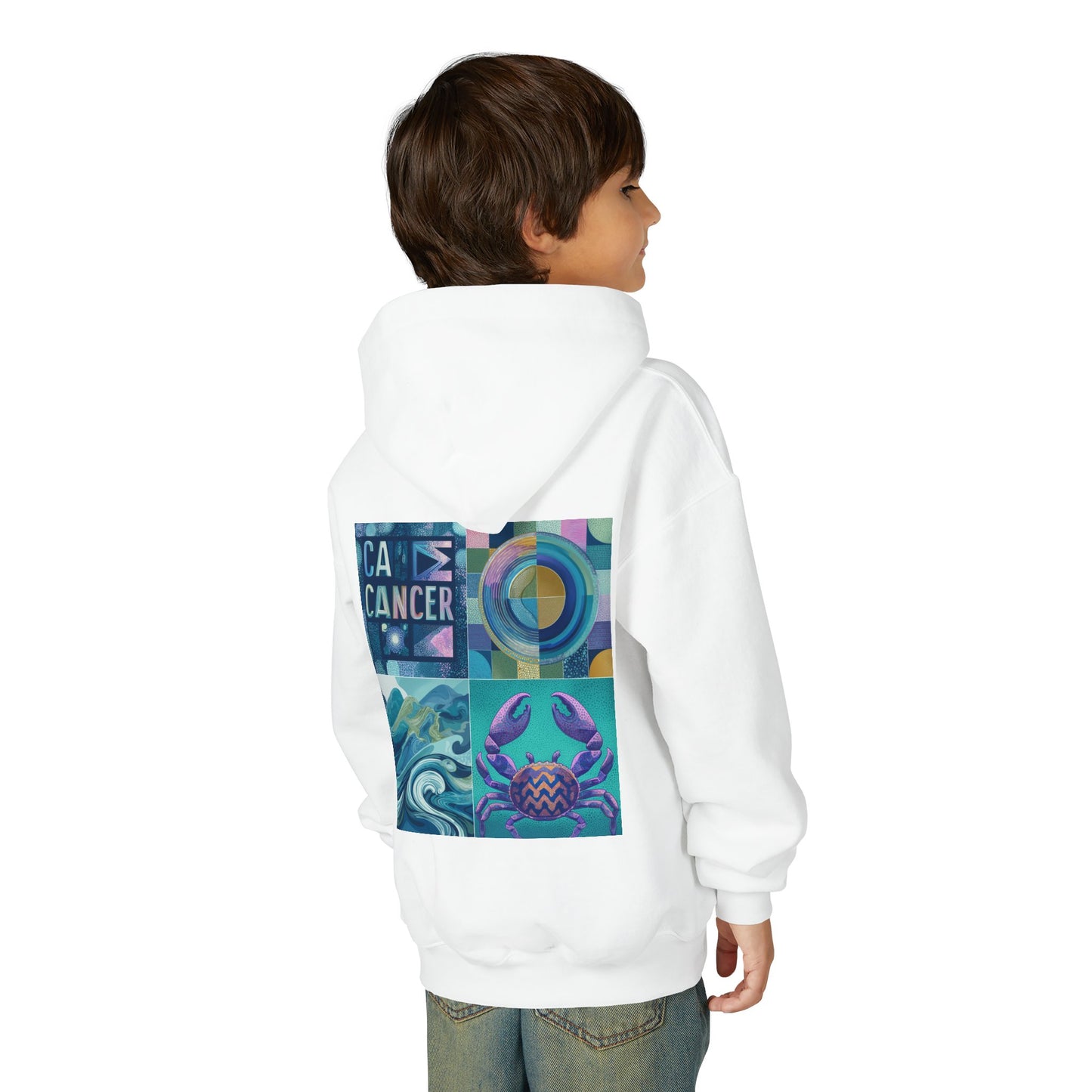 Cancer Zodiac Hoodie for Youth, Astrology Gift, Cool Sweatshirt for Teens, Astrology Apparel, Birthday Gifts, Zodiac Sign Sweatshirt