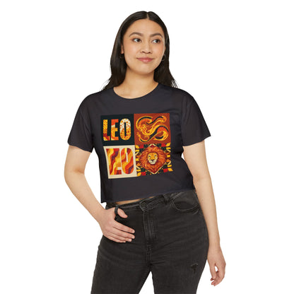 Women's Leo Zodiac Festival Crop Top | Bohemian Style Shirt, Summer Cheers, Astrology Gift, Festival Fashion, Casual Chic