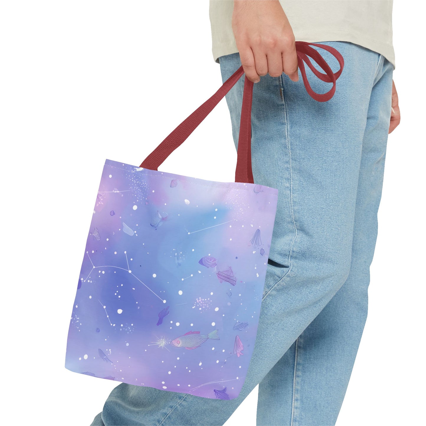 Celestial Tote Bag, Starry Sky Canvas Bag, Colorful Reusable Shopping Tote, Gift for Astronomers, Trendy Eco-Friendly Tote