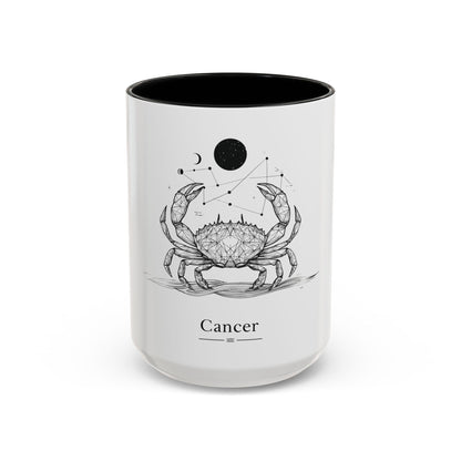 Cancer Zodiac Accent Coffee Mug - Astrology Gift, Personalized Mug, Celestial Design, Horoscope Lover, Zodiac Sign Coffee Cup