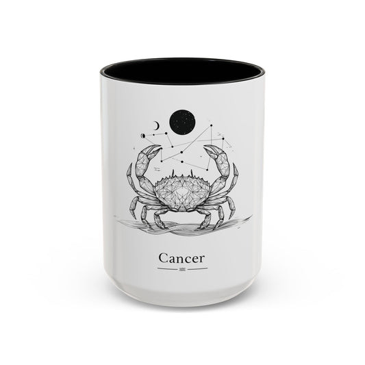 Cancer Zodiac Accent Coffee Mug - Astrology Gift, Personalized Mug, Celestial Design, Horoscope Lover, Zodiac Sign Coffee Cup