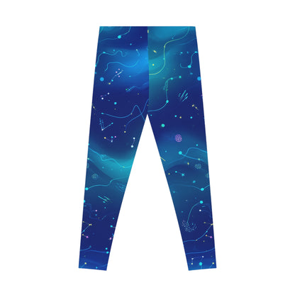 Galactic Stretchy Leggings, Cosmic Activewear, Yoga Pants, Starry Leggings, Fitness Apparel, Gift for Space Lovers