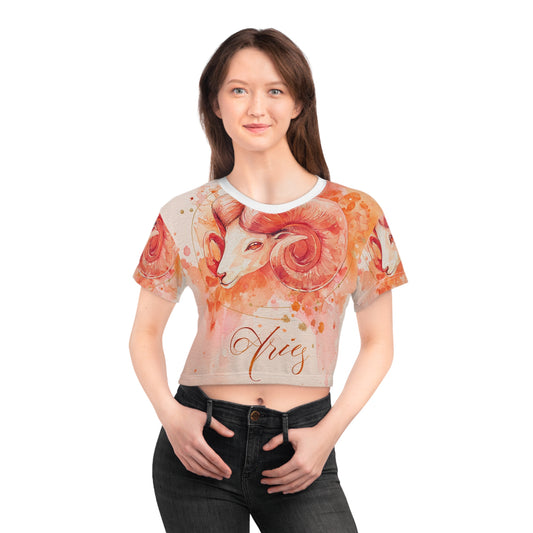 Aries Zodiac Crop Tee, Astrology Shirt, Celestial Top, Birthday Gift, Horoscope Fashion, Aries Apparel, Zodiac Clothing