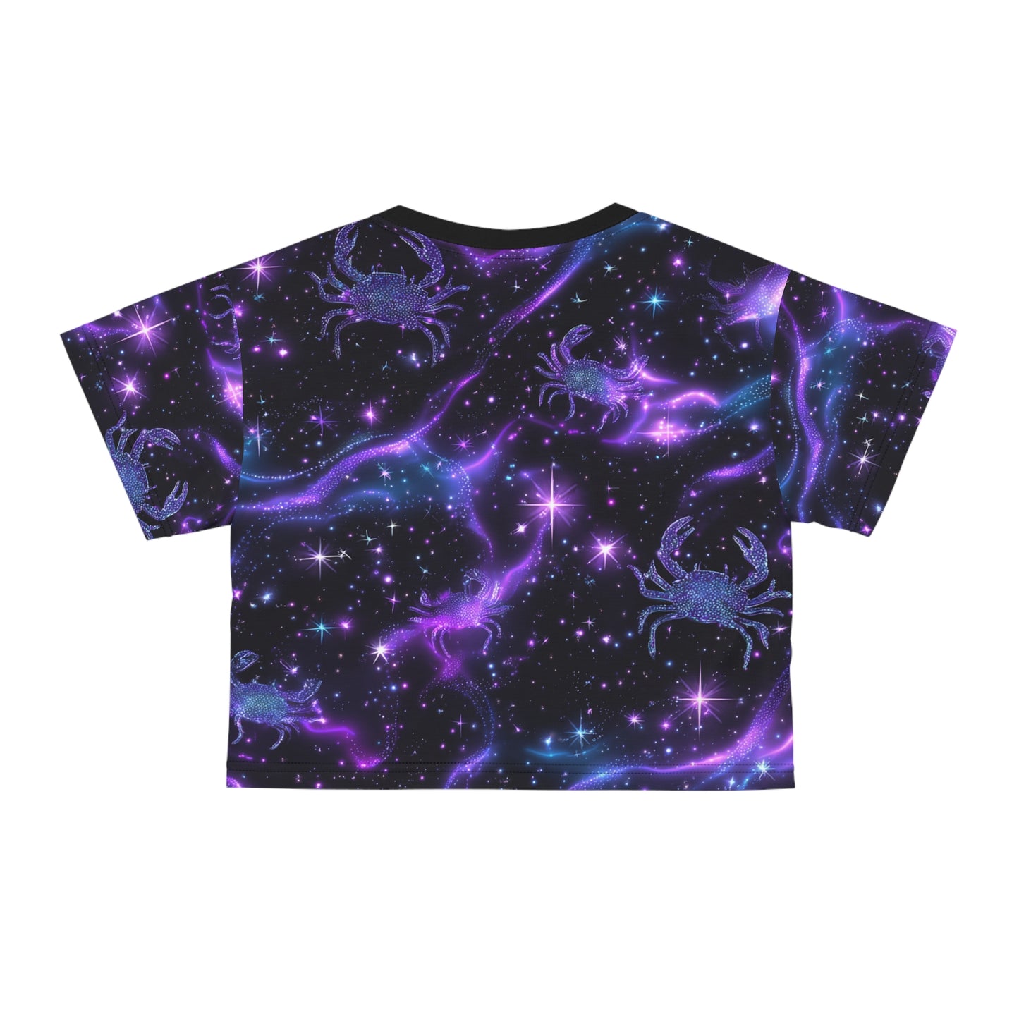 Cosmic Crab Crop Tee, Galaxy-Inspired Crop Top, Astrology Fashion, Trendy T-Shirt for Summer, Horoscope Gift, Casual Wear