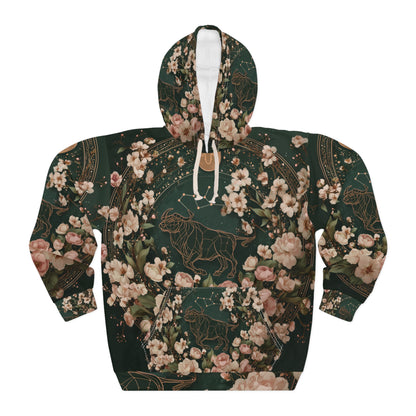 Floral Lion Design Pullover Hoodie, Cozy Unisex Sweatshirt, Nature Lovers Gift, Casual Wear, Birthday Present, Unique Apparel