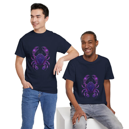 Cosmic Crab Unisex Heavy Cotton Tee - Perfect for Astrology Lovers, Comfortable Casual Wear, Gift for Birthdays and Holidays