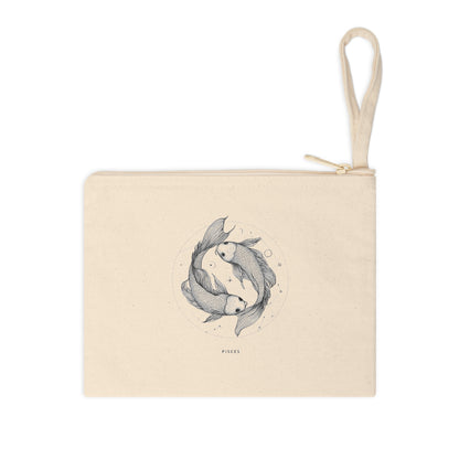 Pisces Zodiac Accessory Zipper Pouch, Astrology Makeup Bag, Fish Design Pouch, Gift for Astrology Lovers, Zodiac Sign Cosmetcics Storage