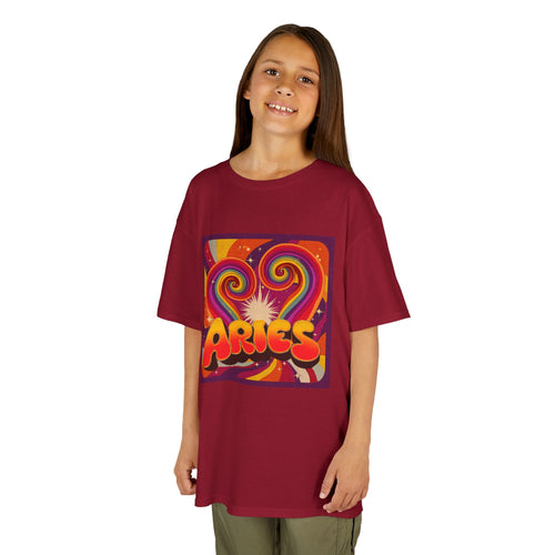 Aries Kids Cotton Tee, Fun Graphic Tee for Astrology Lovers, Birthday Gift for Kids, Trendy Youth Apparel, Zodiac Sign T-Shirt