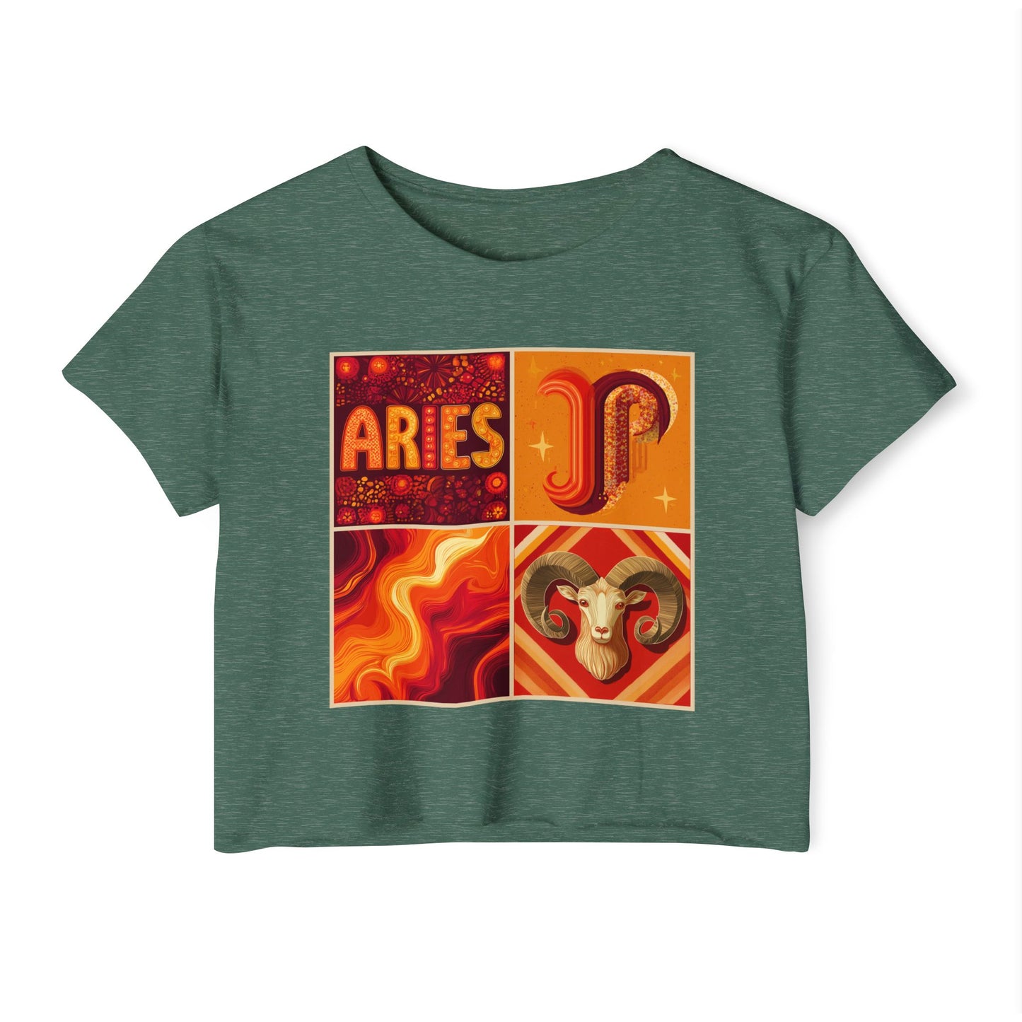 Aries Astrology Women's Festival Crop Top, Bohemian Tee, Zodiac Shirt, Star Sign Apparel, Astrology Gift, Trendy Summer Top