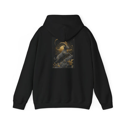 Capricorn Earth Element Cosmic Art Hoodie - Zodiac Achiever Pullover, Astrology Gift, Celestial Mountain Design