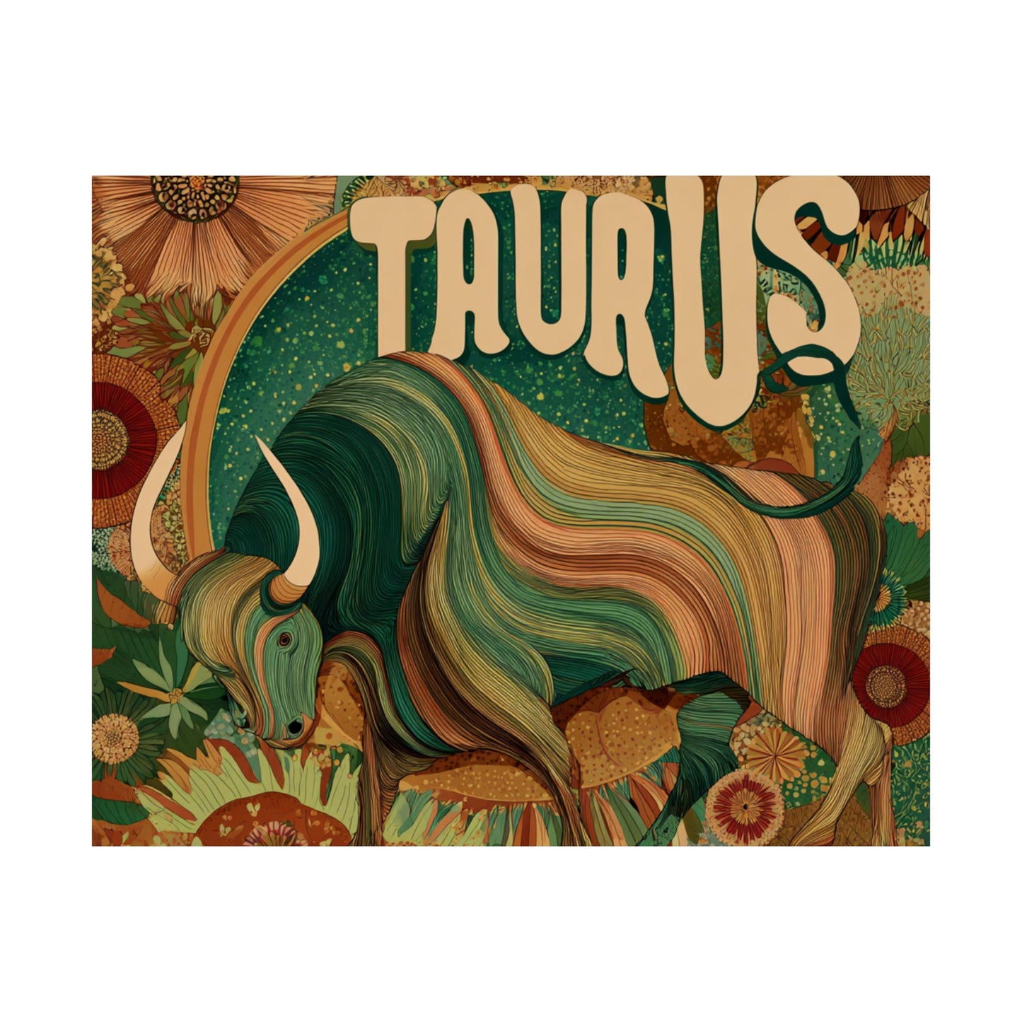 Matte Taurus Poster, Astrology Wall Art, Zodiac Decor, Cow Artwork, Gift for Taurus, Home Decoration