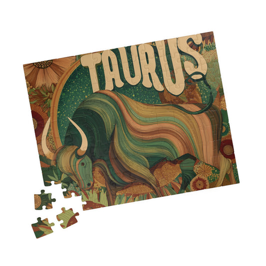 Taurus Zodiac Puzzle — Retro Bull Astrology Jigsaw (110/252/520/1014 pcs)