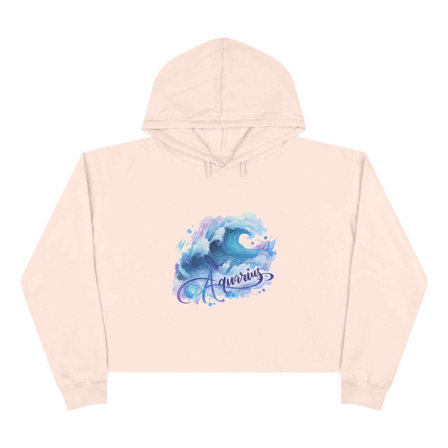 Aquarius Wave Crop Hoodie - Stylish Astrological Apparel, Zodiac Gift, Trendy Sweatshirt, Astrology Fashion, Unique Hooded Top