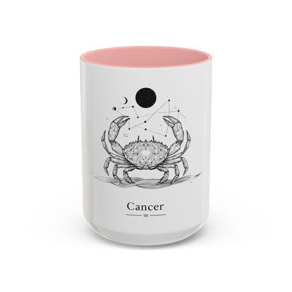 Cancer Zodiac Accent Coffee Mug - Astrology Gift, Personalized Mug, Celestial Design, Horoscope Lover, Zodiac Sign Coffee Cup