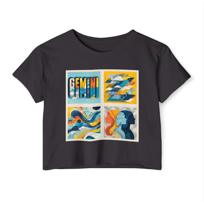 Gemini Festival Crop Top, Astrology Shirt, Women's Summer Top, Boho Crop Shirt, Birthday Gift, Festival Wear, Zodiac Apparel