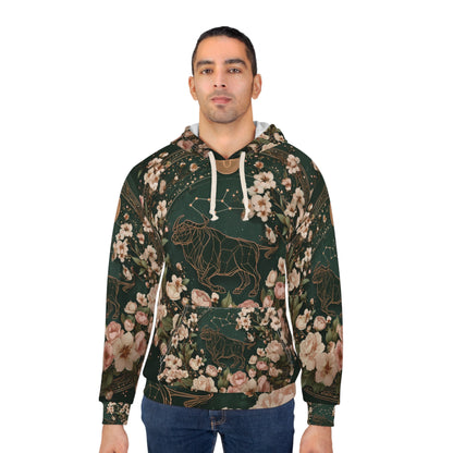 Floral Lion Design Pullover Hoodie, Cozy Unisex Sweatshirt, Nature Lovers Gift, Casual Wear, Birthday Present, Unique Apparel