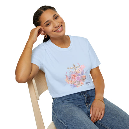 Floral Balance T-Shirt | Softstyle Tee for Nature Lovers | Great for Casual Wear, Gifts, and Celebrations