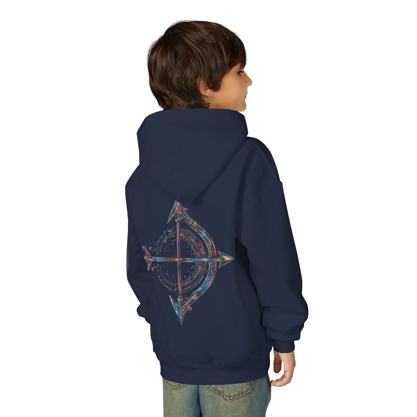Fire Element Sagittarius Youth Hoodie | ♐ Archer's Arrow | Psychedelic Zodiac Sweatshirt