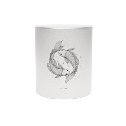 Pisces Metallic Mug, Astrology Gift, Silver Gold Coffee Cup, Zodiac Sign Mug, Unique Birthday Present, Koi Fish Design