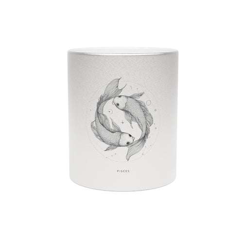 Pisces Metallic Mug, Astrology Gift, Silver Gold Coffee Cup, Zodiac Sign Mug, Unique Birthday Present, Koi Fish Design