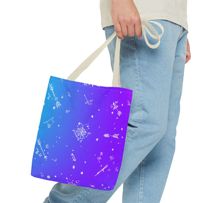 Cosmic Dreams Tote Bag, Starry Pattern Bag, Space Lover Tote, Colorful Shopping Bag, Galaxy Art Handbag