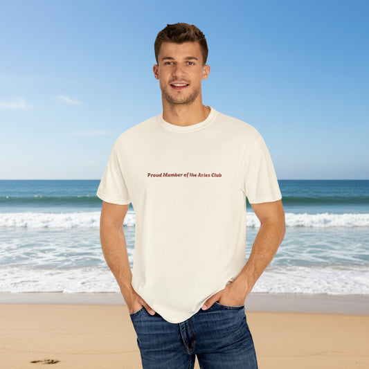 Proud Member of the Aries Club T-Shirt | Minimal Script Chest Print
