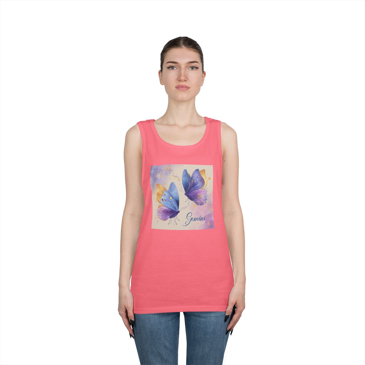Butterfly Graphic Tank Top | Unisex Heavy Cotton Sleeveless Tee, Summer Wardrobe, Gift for Nature Lovers, Casual Outfit, Butterfly Decor