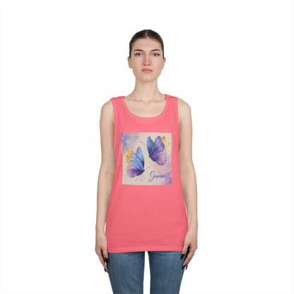Butterfly Graphic Tank Top | Unisex Heavy Cotton Sleeveless Tee, Summer Wardrobe, Gift for Nature Lovers, Casual Outfit, Butterfly Decor