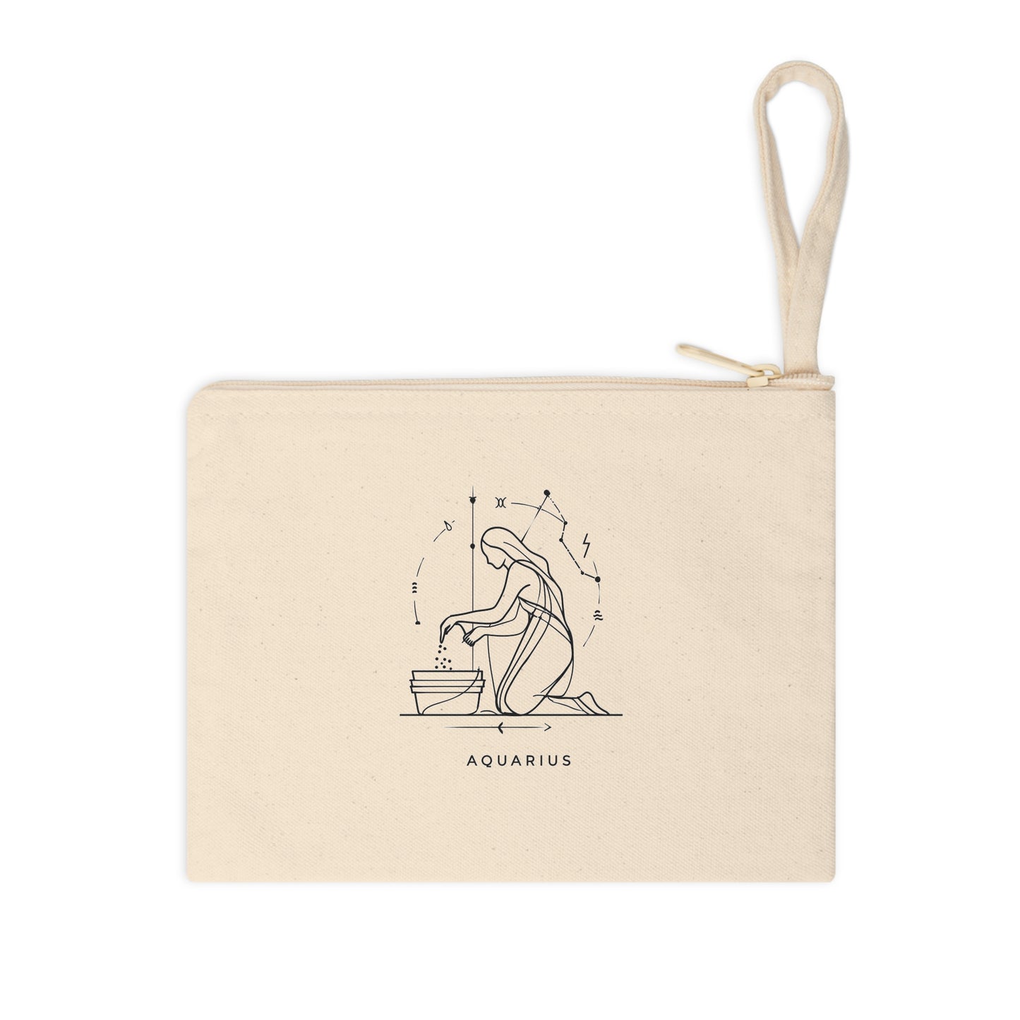 Aquarius Zodiac Accessory Pouch, Astrological Gift for Astrology Lovers, Zodiac Sign Pouch, Horoscope Makeup Bag, Celestial Storage