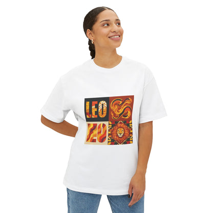 Leo Zodiac Oversized Tee, Astrology T-Shirt, Graphic Boxy Top, Unisex Casual Wear, Gift for Leo, Zodiac Sign Apparel
