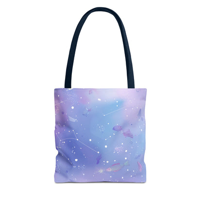 Celestial Tote Bag, Starry Sky Canvas Bag, Colorful Reusable Shopping Tote, Gift for Astronomers, Trendy Eco-Friendly Tote